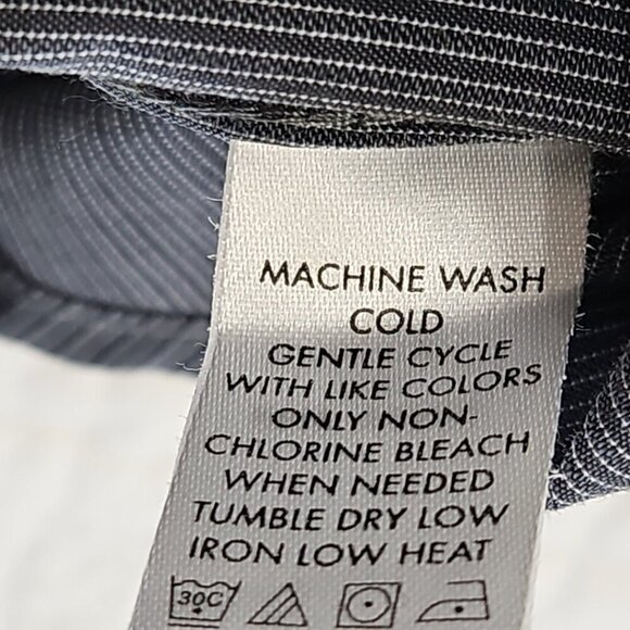 Calvin Klein Button Down Shirt Men's L Black Grey Stripe Slim Fit EUC Old Money - Picture 9 of 15